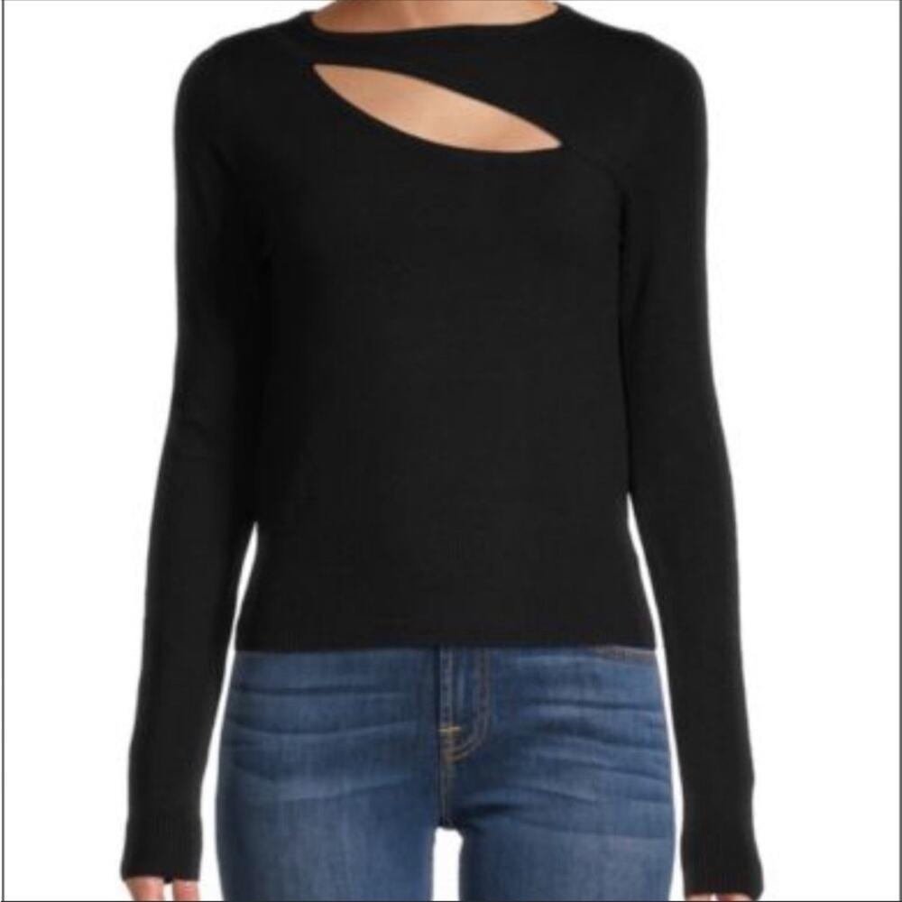Lea and Viola Cutout Long Sleeved Sweater Black Womens Small Sexy